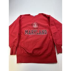 University Of Maryland Champion Reverse Weave Sweatshirt Large USA Tag Terps